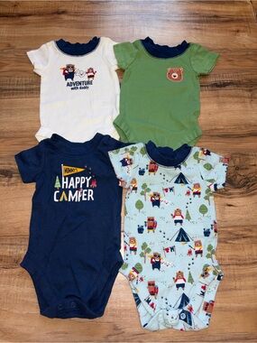 The children’s place navy green bear camping body suit bundle 0-3M Boys